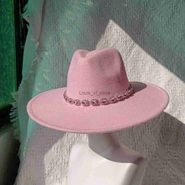 Chapeaux à large bord seau strass chaîne Fedora chapeau de luxe mode décoration de mariage accessoires de diamant Panama sombrero mujer H240330