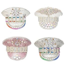 Chapeaux à large bord seau strass chapeau de mariée pour mariage scintillant Fedora paillettes nouveauté fête vacances capitaine douche 231027