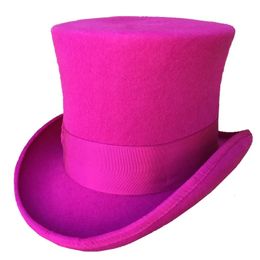 Sombreros de ala ancha Cubo Rosa Rosa Mujeres Sombrero de copa Cilindro victoriano Chimenea Pot Steampunk Toppper 231110