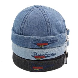 Hoeden met brede rand Emmer Sailor Brimless Caps Heren Solid Jeans Docker Skull Mutsen voor dames Miki Rolled Cuff Street Retro Fisherman Beanie Hat Cap 230915