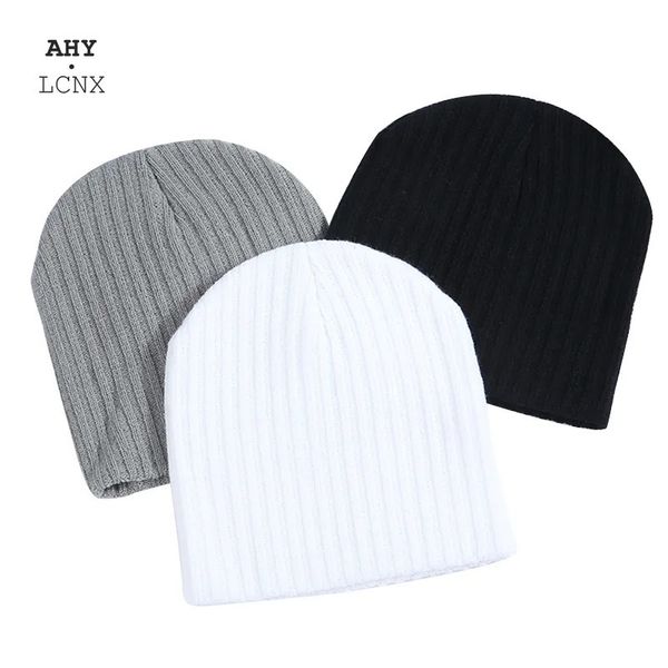 Chapeaux à large bord seau couleur unie sertissage Skullies bonnets garder au chaud unisexe Hip Hop noir blanc gris hiver coréen hommes bonnet femmes tricoté chapeau 231020