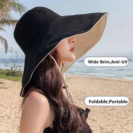 Large bord chapeaux seau printemps été AntiUV femmes hommes plage soleil extérieur crème solaire Panama pliable Portable pêcheur casquette 230515