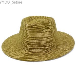 Beauts à bord large seau Str Hat Womens Fedora rétro trilby d'été jazz sunhat chapeau soufflant adulte yq240407