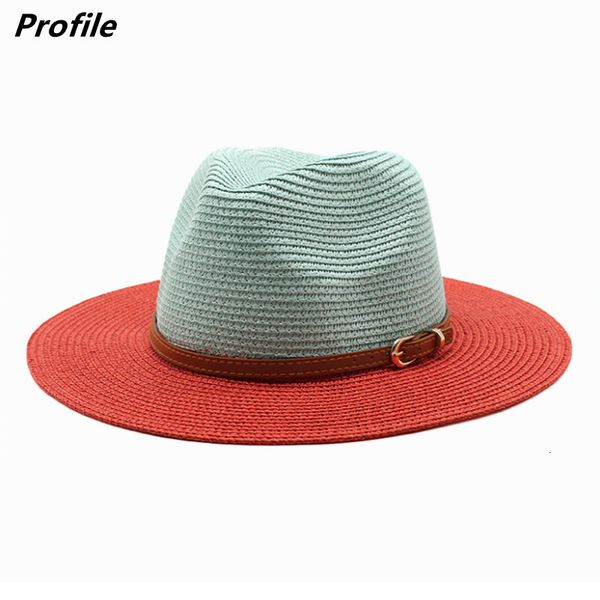 Chapeaux à large bord seau chapeau de paille twocolor dégradé soleil extérieur paille bord de mer écran plage divers accessoires en gros 230504