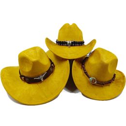Brede rand hoeden emmer suede gele cowhead cowboy materiaal heren en dames buitenridder 230421