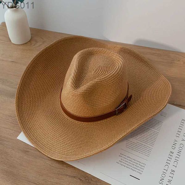 Large bord chapeaux seau été grand bord sauvage chapeau de soleil hommes et femmes en plein air cowboy crème solaire str pliable curling chapeau plage pêche décontracté 240319