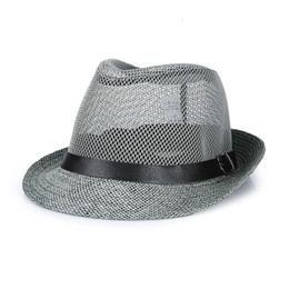 Chapeaux larges seau été lin respirant chapeau de soleil Jazz chapeau petit chapeau en plein air soleil ceinture en cuir pour hommes Hawkins feutre casquette Western cowboy F59 231016