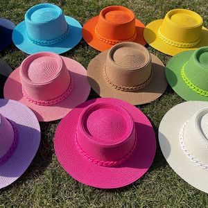 Chapeaux à large bord seau chapeau de soleil couleur acrylique accessoires soleil paille extérieure crème solaire chapeau de plage concave haut convexe pour hommes et femmes 230504