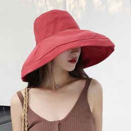 Chapeaux à large bord seau chapeau de soleil été pliable pour les femmes en plein air crème solaire coton pêche chasse casquette AntiUV 230821