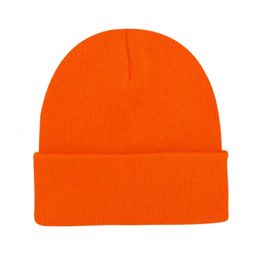 Chapeaux à large bord seau unisexe bonnets néon brillant hiver bonnet en tricot femmes hommes crânes unis orange vert jaune noir gris 231020