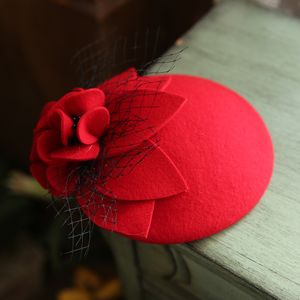 Chapeaux à large bord seau Vintage pure laine Fedora casquette femmes maille fleur chapeau chapeaux élégant dames automne pilulier 230831