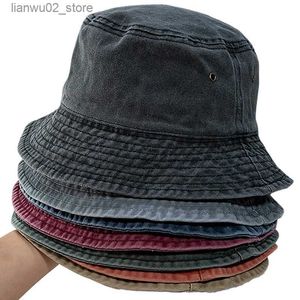 Chapeaux à large bord seau lavage denim seau casquette femme pêcheur unisexe Bob chapeau hip-hop Goros hommes Panama coupe-vent Q240311