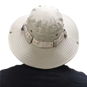 Chapeaux à larges bords Seau Chapeau de seau imperméable été hommes Boonie protection UV extérieure large Panama chasse randonnée pêche seaux de soleil 24323