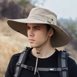 Brede rand hoeden emmer waterdichte hoed zomer mannen boonie outdoor zonbescherming panama safari jagen wandelen vissen 230822
