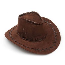 Chapeaux à large bord seau Western Cowboy casquettes de voyage pour femmes hommes en daim Vintage hommes avec Cowgirl Jazz Cap 230830