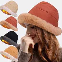 Brede rand hoeden emmer winter dikker warm zacht zachte visser Panama cap vrouwen pluizige bont hoed mode femme vintage lam fleece beanies 230821