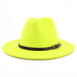 Chapeaux à large bord seau femmes Fedora unisexe couleur unie chapeau hommes 29 couleur Jazz Top automne hiver britannique rétro Panama feutre casquette 230825