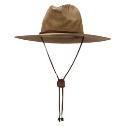 Chapeaux à large bord seau femmes hommes Panama chapeau de paille avec mentonnière été jardin plage soleil UPF 50 230831