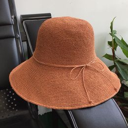 Large Brim Chapeaux Seau Femmes s chapeau os paille patchwork pare-soleil crochet dames luffy cap pour les femmes en gros 230721