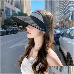 Wide Brim Hats Bucket Women Sun Hat Empty Top Long Summer Protection Adjustable Lady Sunsn Block Sunlight Outdoor Drop Delivery Fashio Oteia