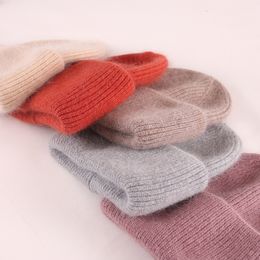 Large bord chapeaux seau laine enfants hiver coréen polyvalent Angora lapin extérieur épaissi chaud protection de l'oreille tricoté 230825