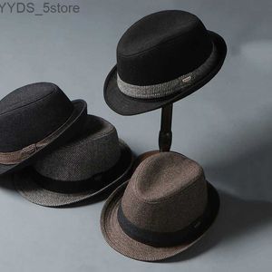 Brede rand hoeden emmer wol fedora hoed unisex volwassen mode trilby dames hoofddeksel YQ240407