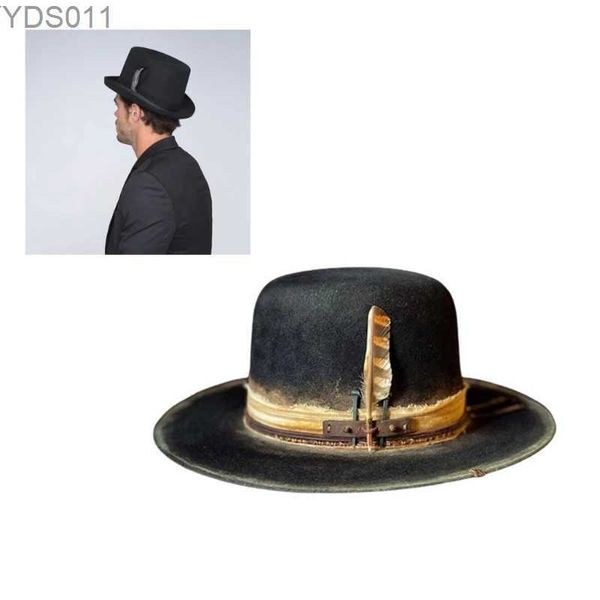 Sombreros de ala ancha Cubo Lana Sombrero Fedora superior plano para hombres Adultos Escenario Actuaciones Tema Fiesta Gorra Mascarada Vestir Traje Panamá 240319