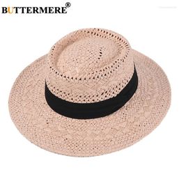 Brede rand hoeden Buttermere Zon voor vrouwen licht roze varkensvlees pie stro hoed vrouwelijk strand panama zomer petten dames dames