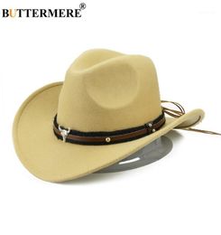 Chapeaux à larges bords BUTTERMERE Western Cowboy chapeau femmes hommes vache Gentleman Jazz Sombreros Hombre casquette Vintage automne hiver élégant dame 8828821