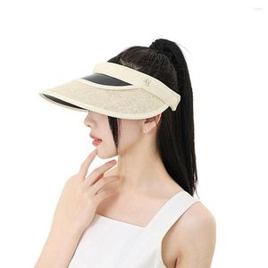 Sombreros de ala ancha gorras playa sol viaje visera sombrero grandes mujeres vacías top simple paja verano protector solar