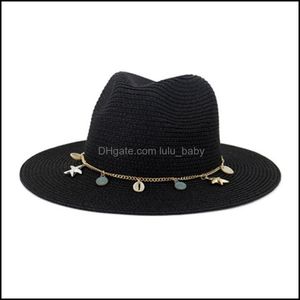 Brede rand hoeden petten hoeden sjaals handschoenen mode accessoires zon dames zomers veerketen band western cowboy outdoor strand reizen casual