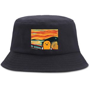 Brede rand hoeden cartoon schilderij print grappige visser cap unisex zomer opvouwbare emmer hoed buiten zonnebrandweerrollen strand hiphop zon voorkomen