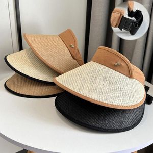 Chapeaux à large bord décontracté anti-uv grand chapeau d'ombre été plage soleil visières extérieures casquette femmes paille