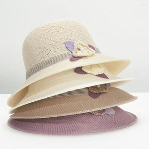 Brede rand hoeden Casual grote zon zoete bloem borduurwerk UV bescherm reis strandhat kanten boog formeel hoed strand vakantie