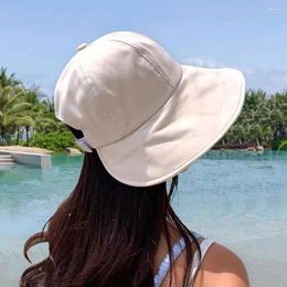Hombras de ala ancha con gorros de protección solar casual para mujeres, gorra de béisbol plegable, sombrero solar de verano, gran sombrero de sol, cubo portátil al aire libre
