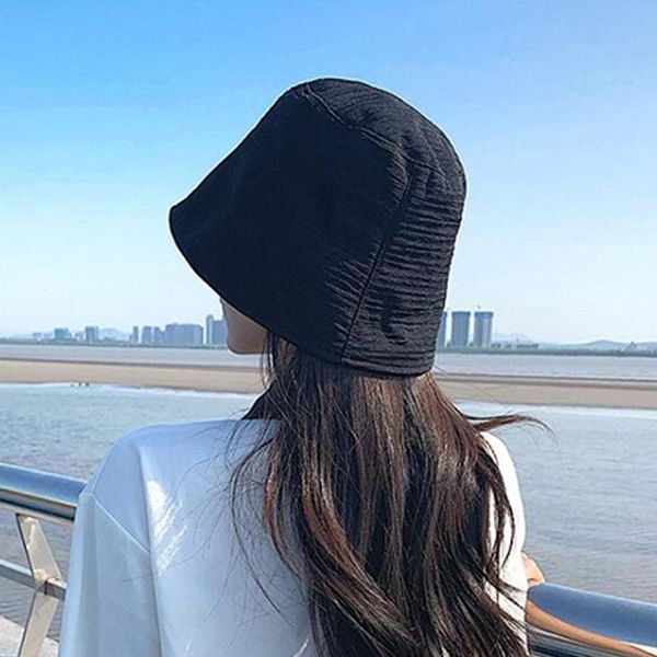 Chapeaux à large bord en mousseline de soie mince chapeau seau pour le printemps femmes mode noir blanc en plein air Panama pêcheur casquettes été plage tour filles soleil chapeauxWi