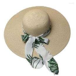 Brede Rand Hoeden Chiffon Met Grote Dame Strooien Hoed Zomer Uitje Zon Blok Strand Cap