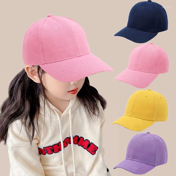 Chapeaux à large bord Casquette de baseball pour enfants pour fille garçon printemps été chapeau de soleil couleur unie coton casquettes à visière crème solaire visière réglable