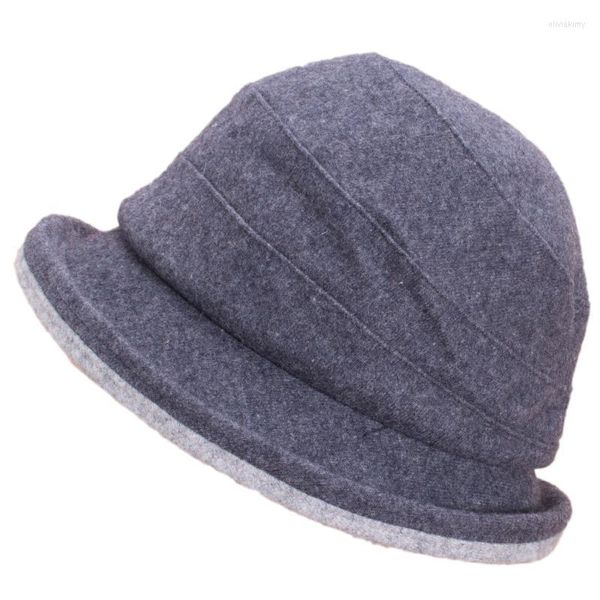 Chapeaux à large bord classique femmes 70% laine seau chapeau automne hiver cloche festival de mariage Gatsby vintage style casquette oliv22