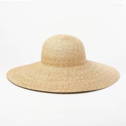 Brede rand hoeden klassieke casual koepel top tarwe stro hoed voor vrouwen buiten zonnebrandcrème sunshade catwalk cap