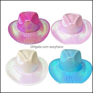 Large Brim Chapeaux Cowgirl Chapeau Iridescence Glitter Party Fournitures Cowboy Rose Perle Corniche Pour Femmes Enfants 20220107 T2 Drop Livraison Fas Dh7Rs