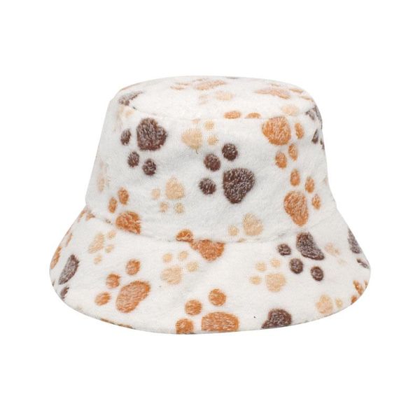 Sombreros de ala ancha con estampado de patas de gato, sombrero de pescador para mujer, gorro de invierno cálido de piel sintética suave para exteriores, gorras de Panamá, gorra de pescador para el sol