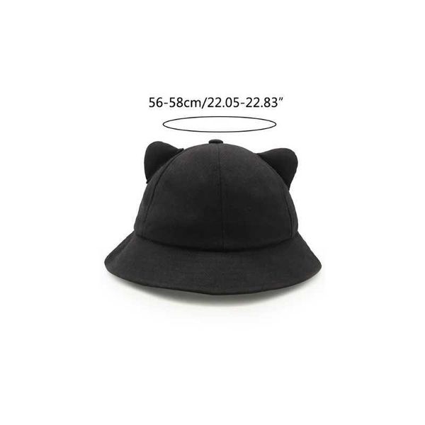 Chapeaux à large bord mignon pour chat oreille queue dessin animé pêcheur chapeau doux bassin étudiant chapeau pour fille pliable pêcheur voyage seau chapeau All-ma P230311