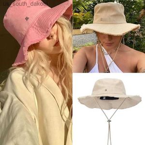 Brede rand hoeden ontwerper bucket hat casquette bob brim rig hoeden voor vrouwen fedora gerafeld cap strand 10 kleuren beschikbaar l230523