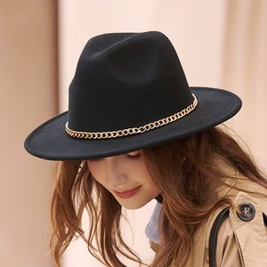 Brede rand hoeden ontwerper Simple Wool Women Outback Fedora voor winter elegantlady jazz chic tophoed