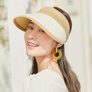 Chapeaux à large bord dauphin femmes été UV CUT vide chapeau haut de forme couleur crème Nature bord de mer vacances crème solaire plage filles casquette pliable