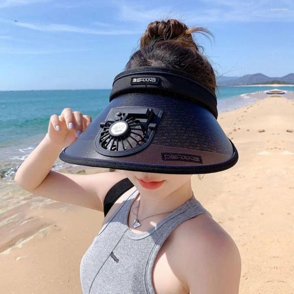 Chapeaux à bord large ventilateur électrique grande protection UV avec réglementation à 3 vites