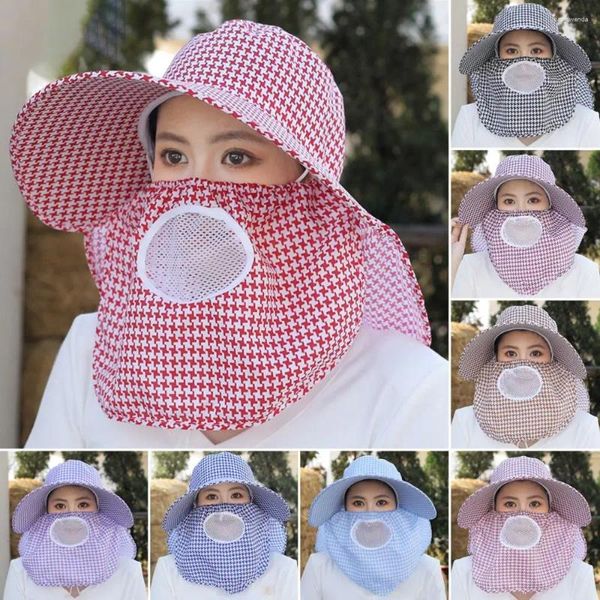 Chapeaux à bord large visage et cou Sunhat mode Summer Suncreen Protective Cover Outdoor