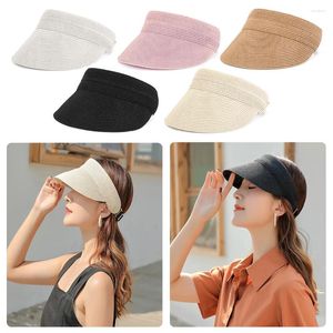 Chapeaux à bord large fashion roll-up Sun Visor Hat UV Femmes protectrices Capuche pliable de paille