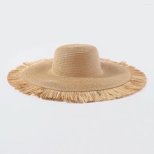 Chapeaux à large bord Fashion Boho Summer Outdoor Sun Hat avec loisirs vacances tissage Beach Straw